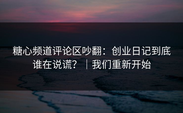 糖心频道评论区吵翻：创业日记到底谁在说谎？｜我们重新开始