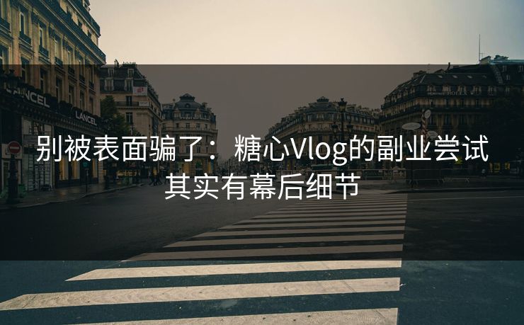 别被表面骗了：糖心Vlog的副业尝试其实有幕后细节