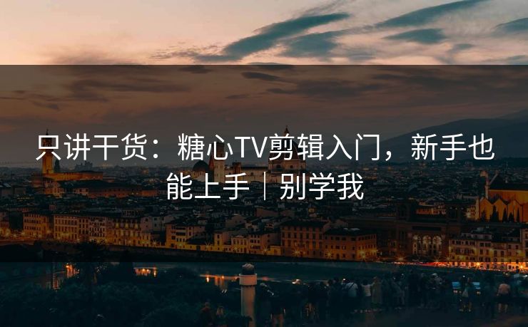 只讲干货：糖心TV剪辑入门，新手也能上手｜别学我
