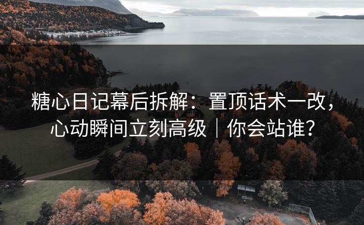 糖心日记幕后拆解：置顶话术一改，心动瞬间立刻高级｜你会站谁？