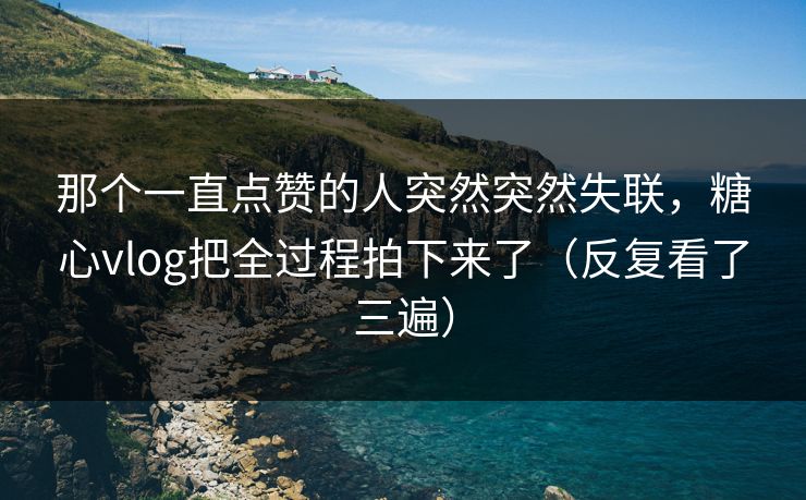 那个一直点赞的人突然突然失联,糖心vlog把全过程拍下来了(反复看了三遍)