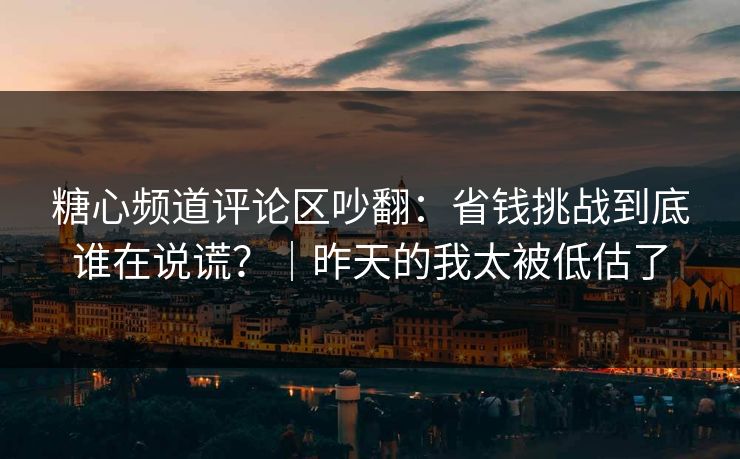 糖心频道评论区吵翻：省钱挑战到底谁在说谎？｜昨天的我太被低估了