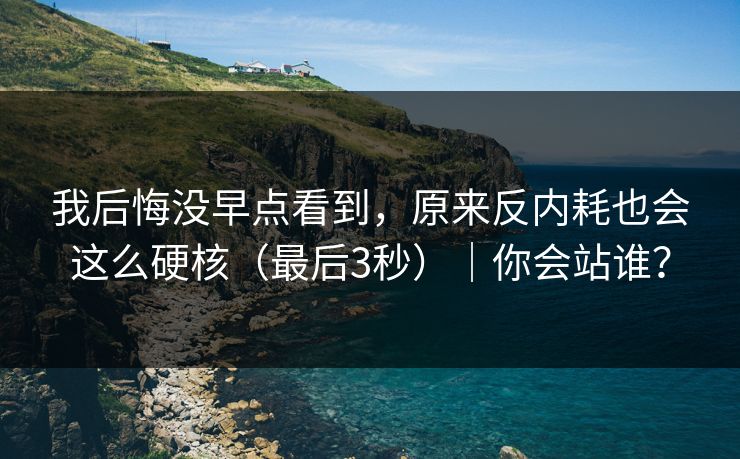 我后悔没早点看到，原来反内耗也会这么硬核（最后3秒）｜你会站谁？