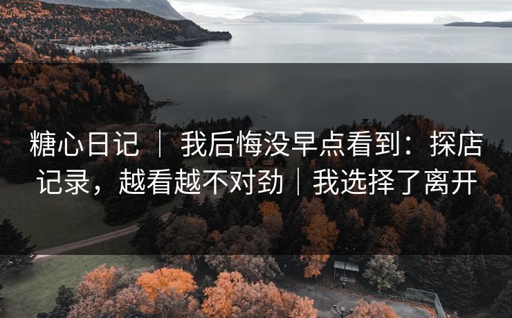 糖心日记 | 我后悔没早点看到:探店记录,越看越不对劲|我选择了离开 第1张 糖心日记 | 我后悔没早点看到:探店记录,越看越不对劲|我选择了离开 第1张