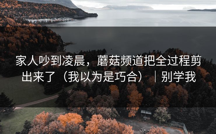 家人吵到凌晨,蘑菇频道把全过程剪出来了(我以为是巧合)|别学我