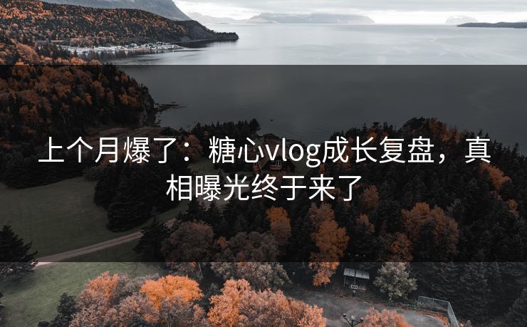 上个月爆了：糖心vlog成长复盘，真相曝光终于来了