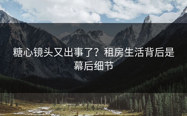 糖心镜头又出事了？租房生活背后是幕后细节