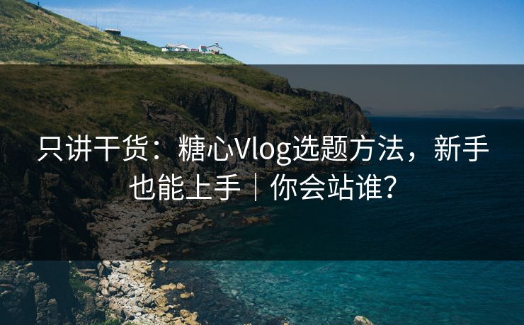 只讲干货:糖心Vlog选题方法,新手也能上手|你会站谁?
