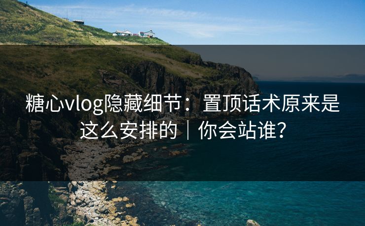 糖心vlog隐藏细节：置顶话术原来是这么安排的｜你会站谁？