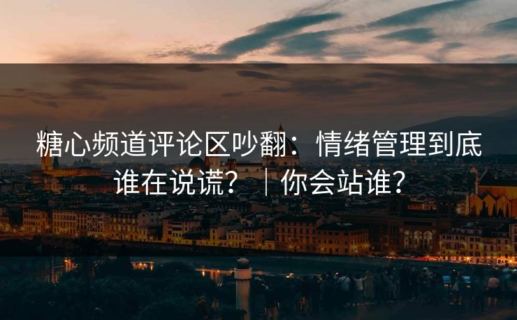糖心频道评论区吵翻:情绪管理到底谁在说谎?|你会站谁?