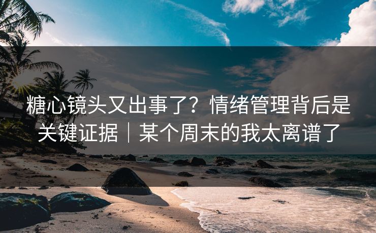 糖心镜头又出事了？情绪管理背后是关键证据｜某个周末的我太离谱了